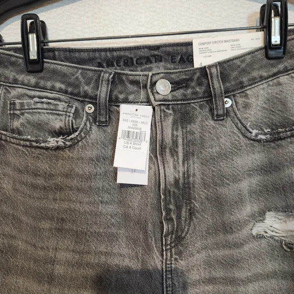 American Eagle High Rise Mom Jeans Smoked Gray Size 4 Short New - Picture 2 of 5
